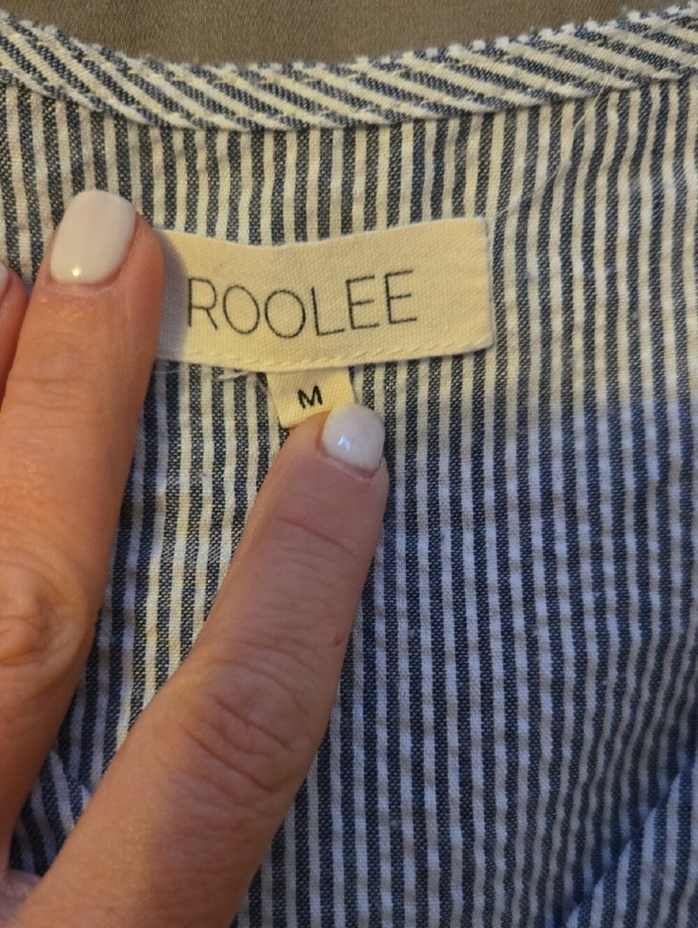 Roolee Light Blue & White Striped Embroidered Flutter Top - Picture 2 of 2